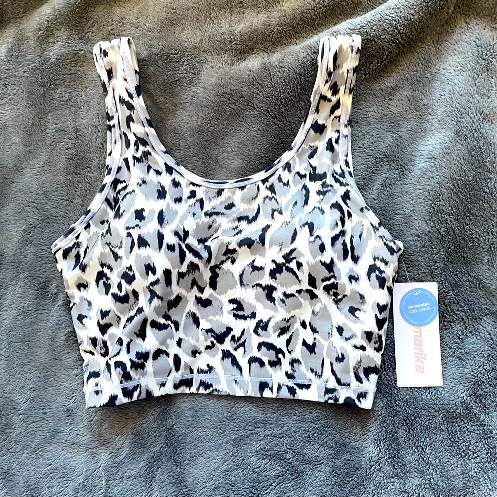 NWT Marika Sports Bra Animal Camo Leopard Print, Sz L.
